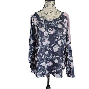 La Vie En Rose Floral Print Blouse Women's Size XXL Long Sleeve